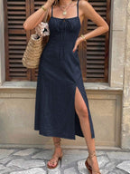 Vestido Camiseta com Amarração e Fenda - La Lecce