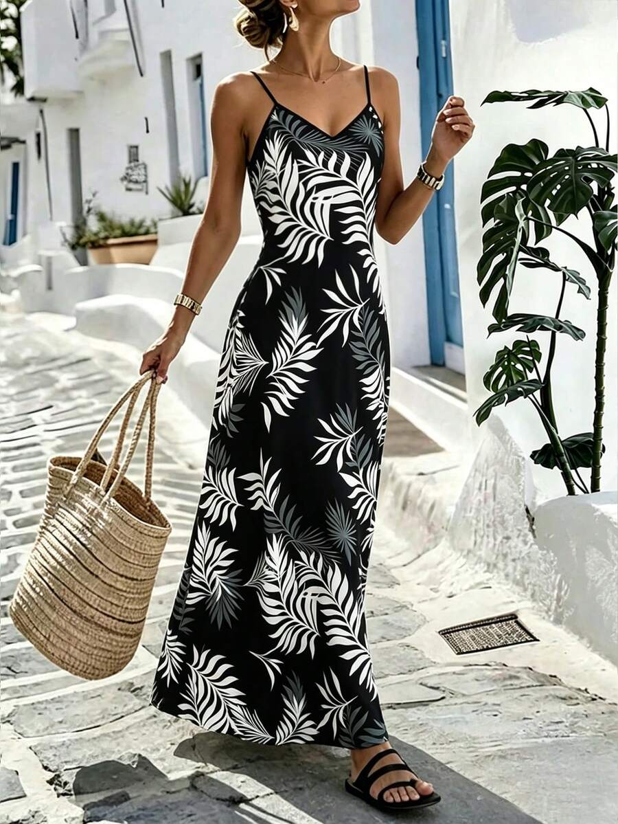 Vestido Longo Boho de Alças Finas com Bainha Assimétrica - La Lecce