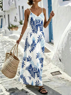 Vestido Longo Boho de Alças Finas com Bainha Assimétrica - La Lecce