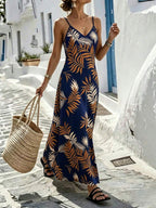 Vestido Longo Boho de Alças Finas com Bainha Assimétrica - La Lecce