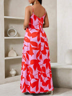 Vestido Maxi de Alças com Estampa Geométrica e Bolsos