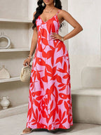 Vestido Maxi de Alças com Estampa Geométrica e Bolsos