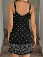 Vestido Mini de Alças com Estampa de Coqueiro e Costas Abertas