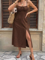 Vestido Camiseta com Amarração e Fenda - La Lecce