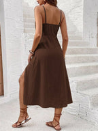 Vestido Camiseta com Amarração e Fenda - La Lecce