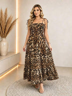 Vestido Longo Boho de Alças com Franzido em Camadas - La Lecce