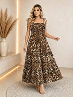Vestido Longo Boho de Alças com Franzido em Camadas - La Lecce