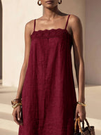 Vestido Longo Solto de Alças Finas com Babado - La Lecce