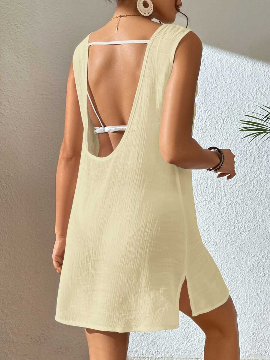 Vestido Saída de Praia com Decote U e Costas Abertas - La Lecce