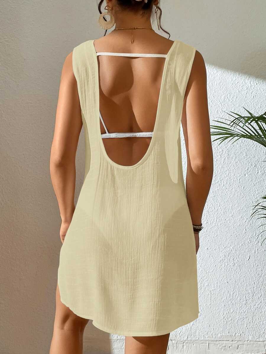 Vestido Saída de Praia com Decote U e Costas Abertas - La Lecce