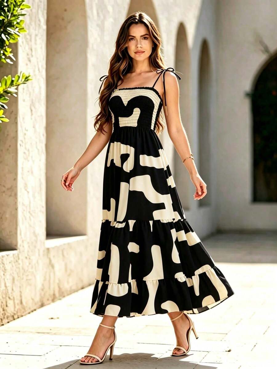 Vestido Midi Tomara que Caia com Saia em Camadas - La Lecce