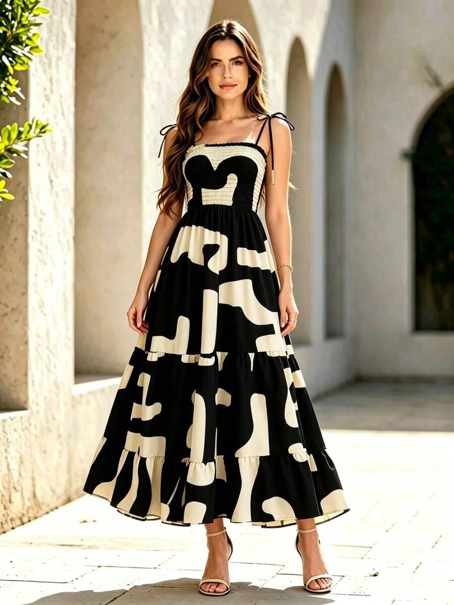 Vestido Midi Tomara que Caia com Saia em Camadas - La Lecce