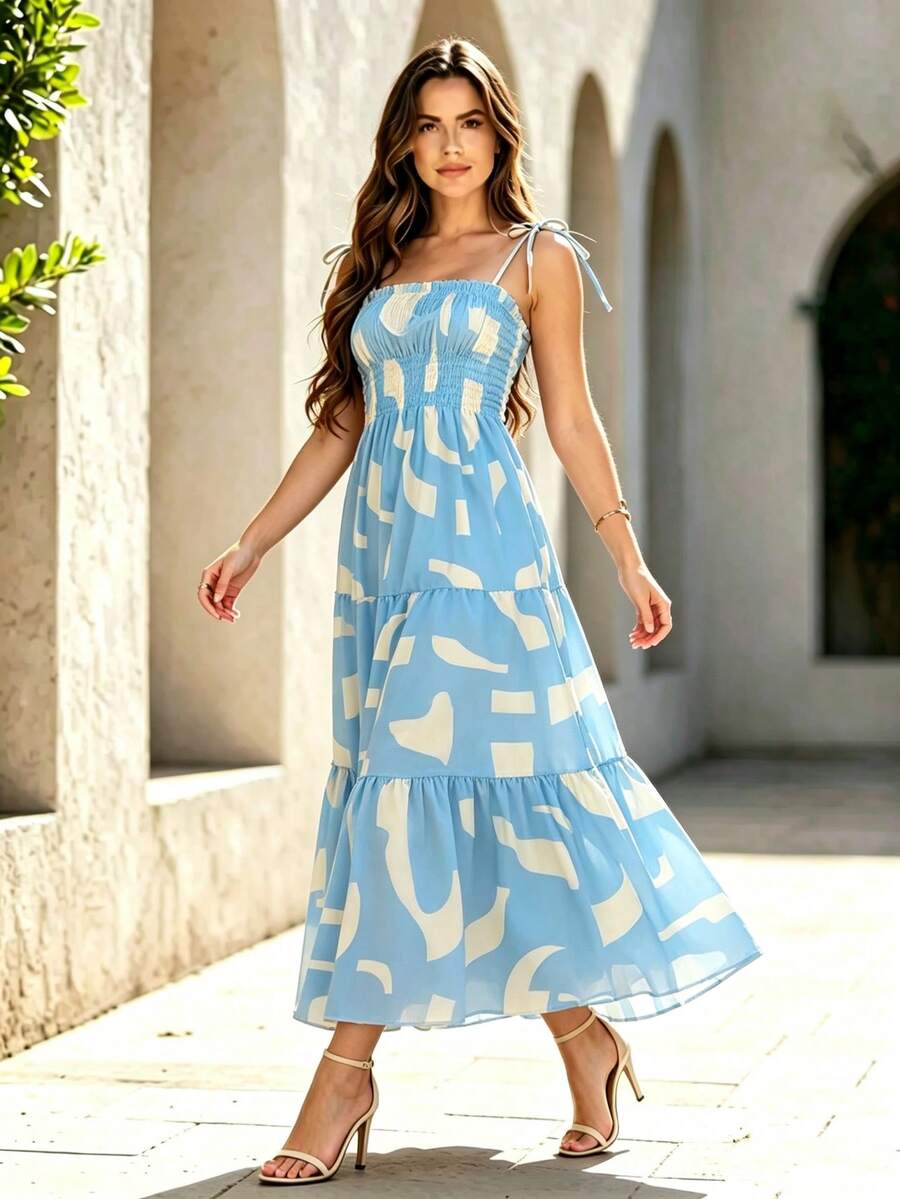 Vestido Midi Tomara que Caia com Saia em Camadas - La Lecce