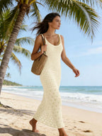 Vestido Saída de Praia Longo em Tricô com Costas Abertas - La Lecce