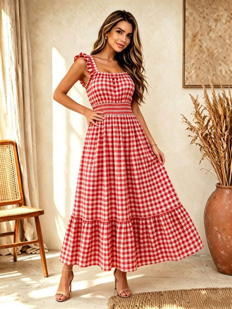 Vestido Midi Tomara que Caia com Saia em Camadas - La Lecce