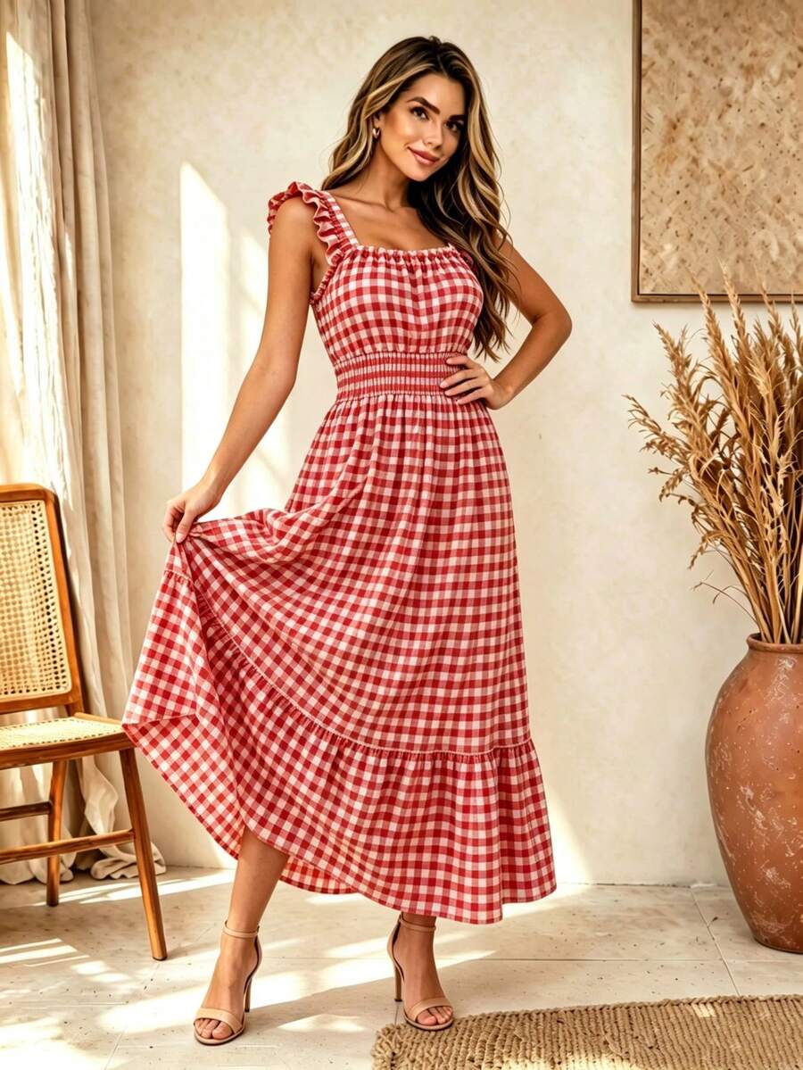Vestido Midi Tomara que Caia com Saia em Camadas - La Lecce