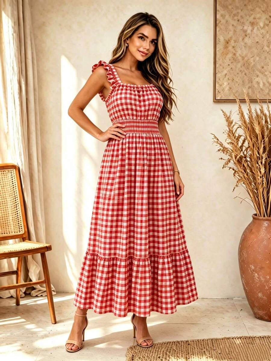 Vestido Midi Tomara que Caia com Saia em Camadas - La Lecce