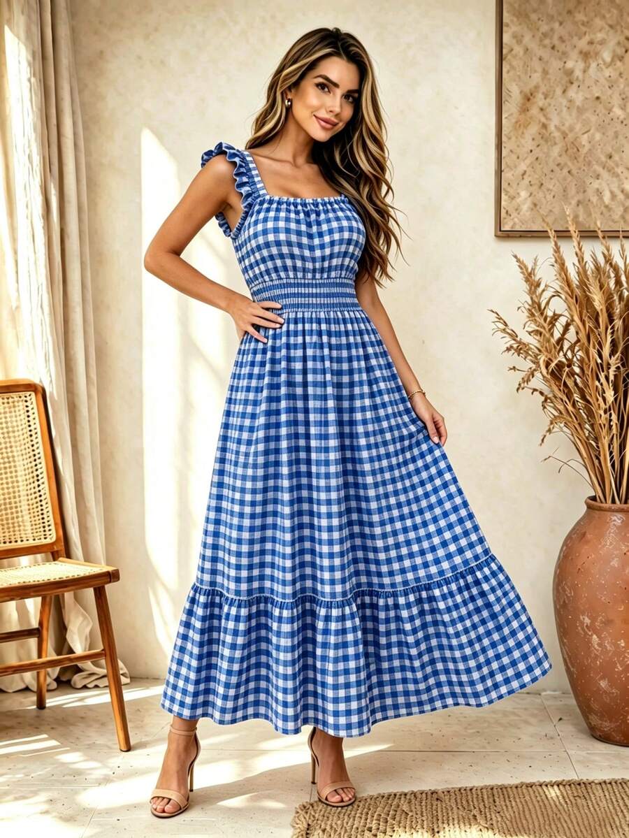 Vestido Midi Tomara que Caia com Saia em Camadas - La Lecce