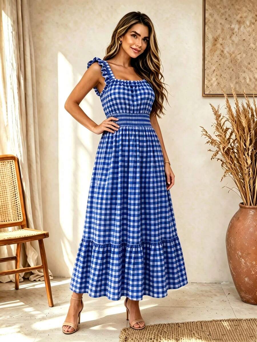 Vestido Midi Tomara que Caia com Saia em Camadas - La Lecce
