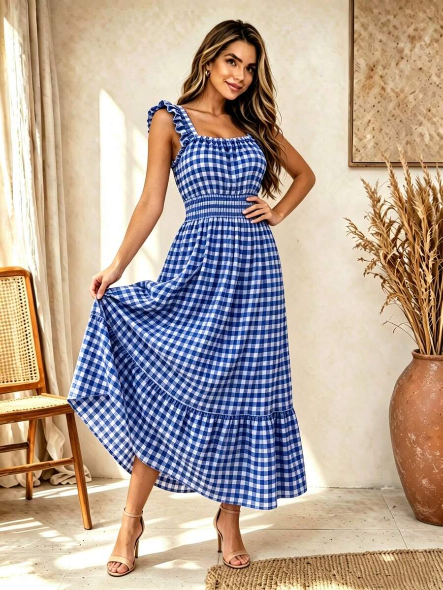 Vestido Midi Tomara que Caia com Saia em Camadas - La Lecce