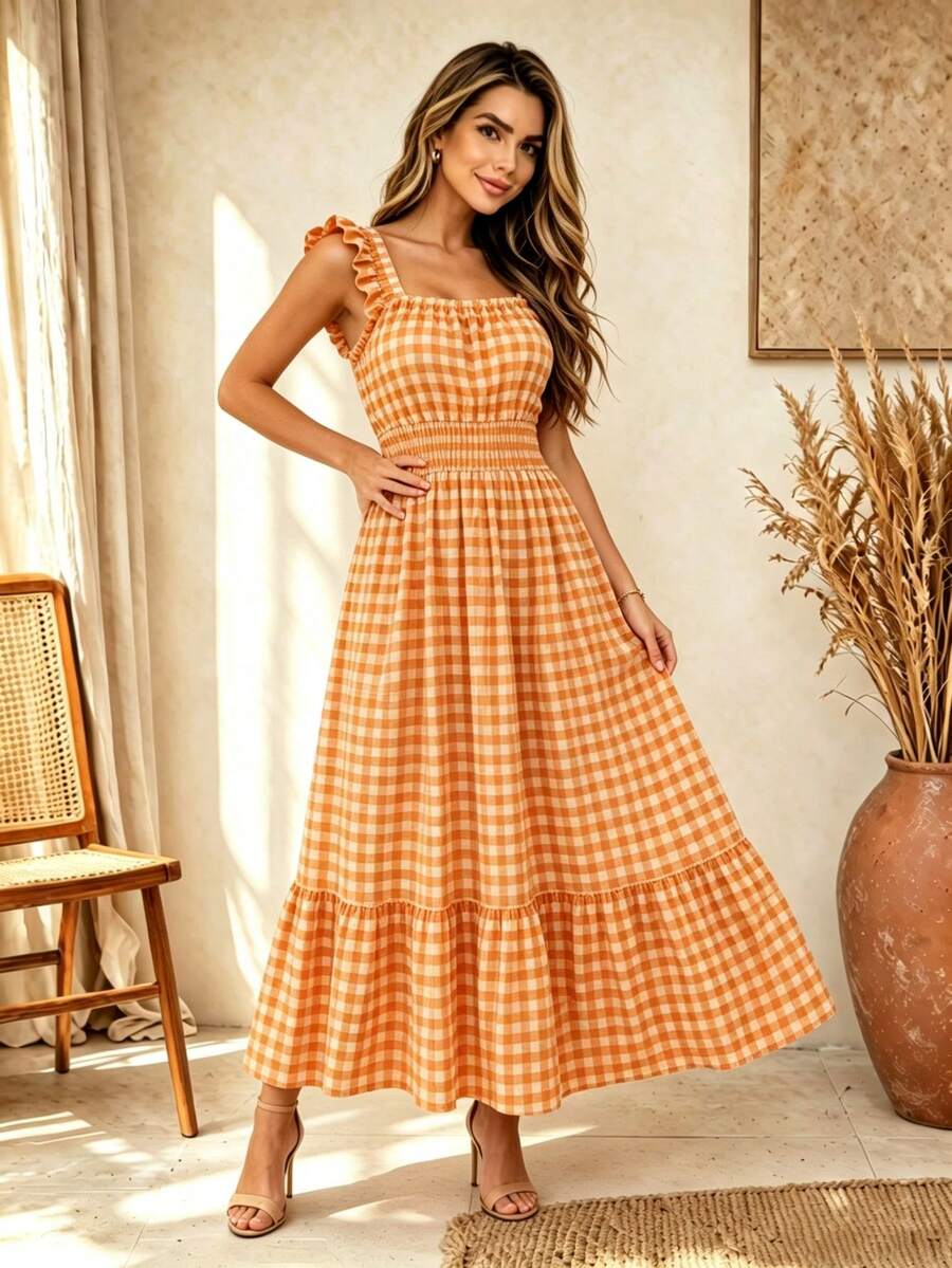 Vestido Midi Tomara que Caia com Saia em Camadas - La Lecce