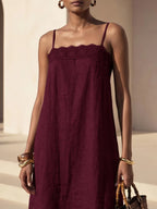 Vestido Longo Solto de Alças Finas com Babado - La Lecce