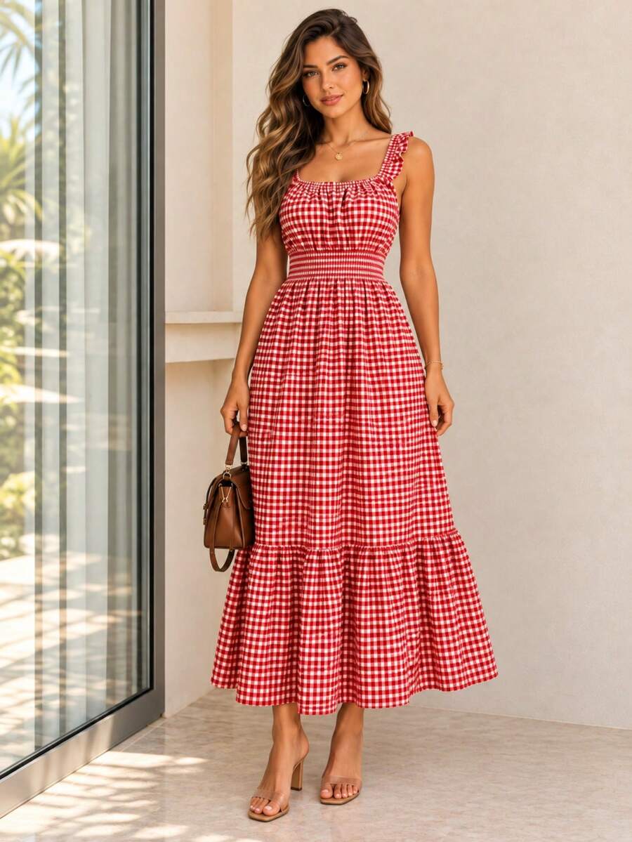 Vestido Midi Tomara que Caia com Saia em Camadas