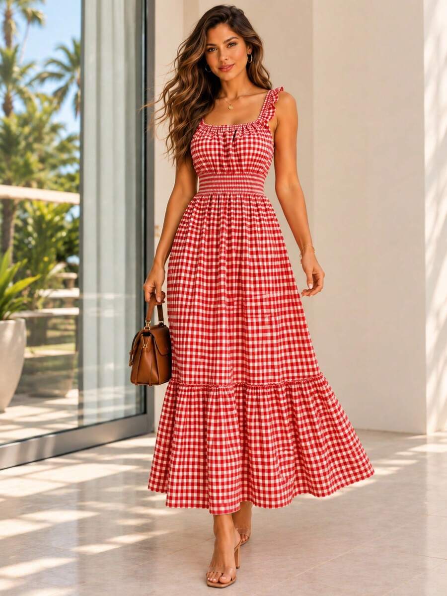 Vestido Midi Tomara que Caia com Saia em Camadas