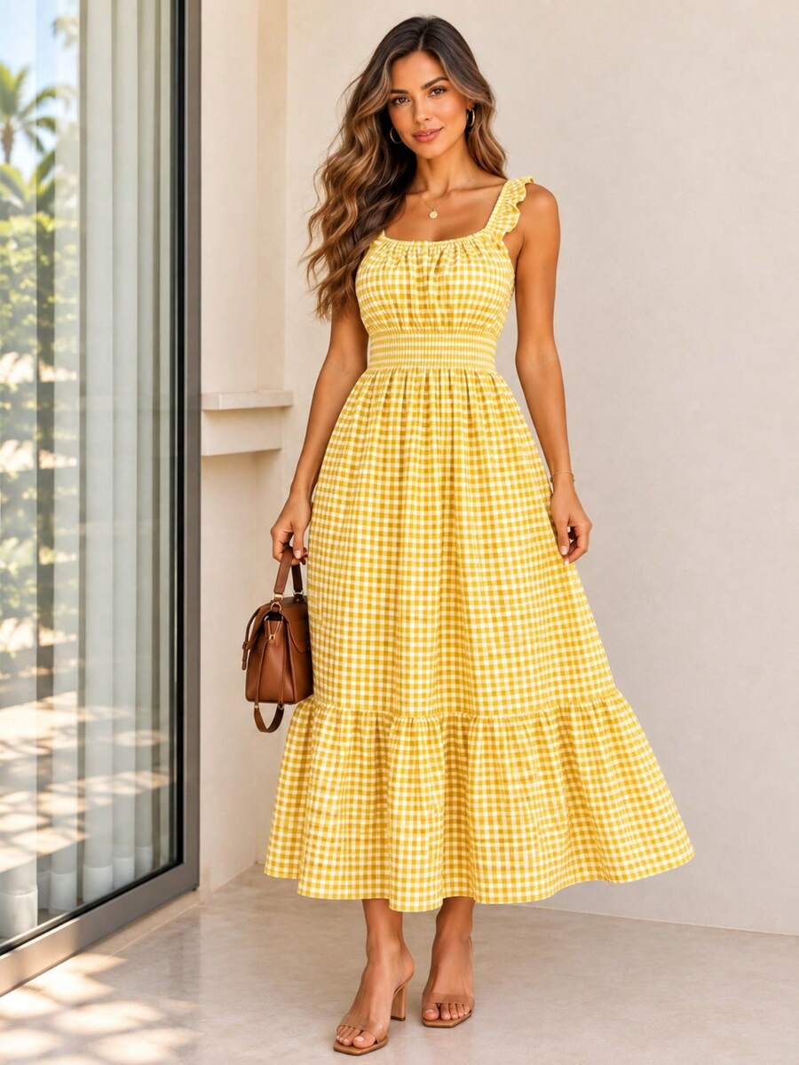 Vestido Midi Tomara que Caia com Saia em Camadas - La Lecce