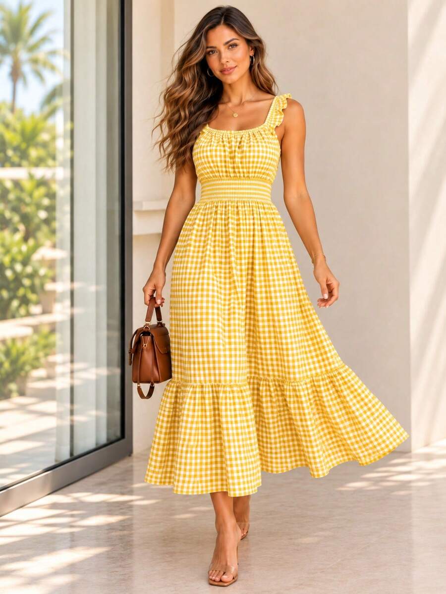 Vestido Midi Tomara que Caia com Saia em Camadas - La Lecce