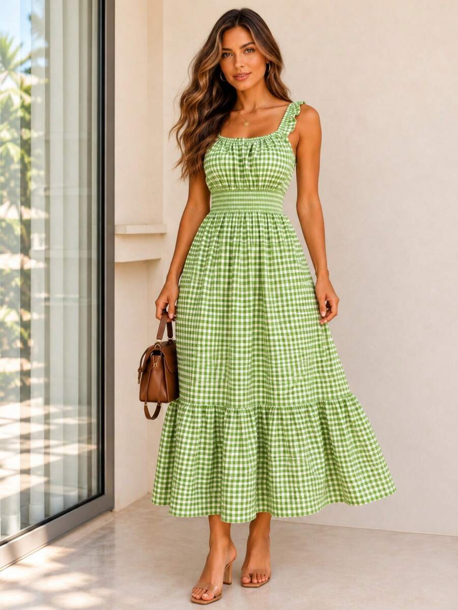 Vestido Midi Tomara que Caia com Saia em Camadas - La Lecce