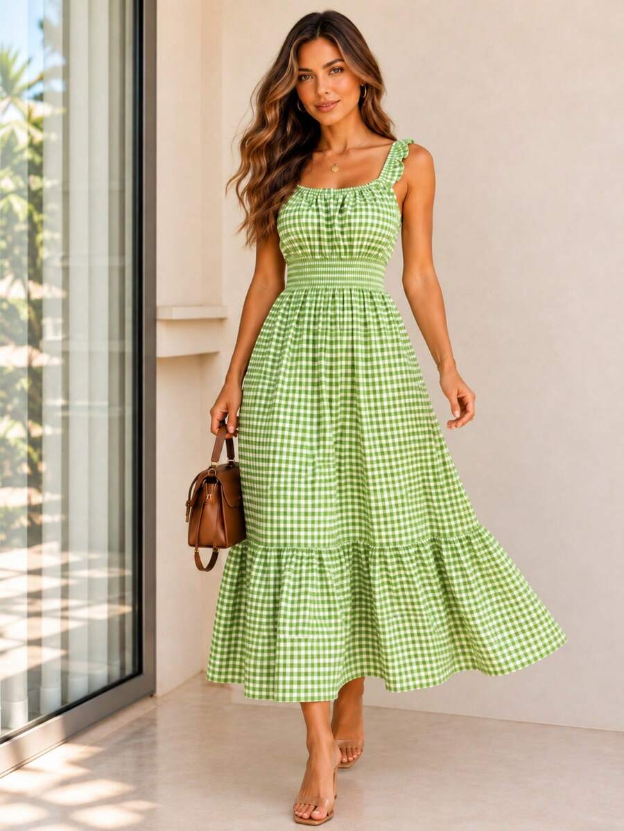 Vestido Midi Tomara que Caia com Saia em Camadas - La Lecce