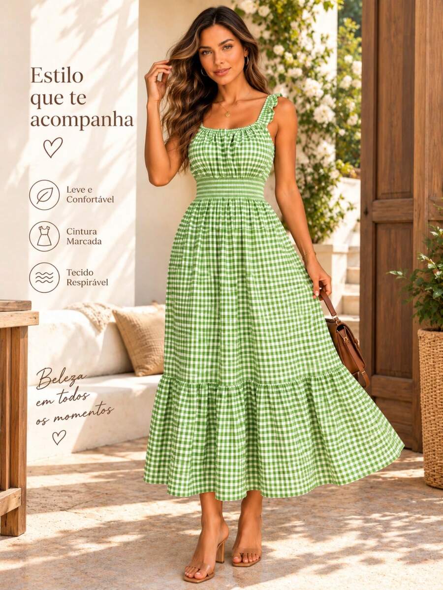 Vestido Midi Tomara que Caia com Saia em Camadas - La Lecce