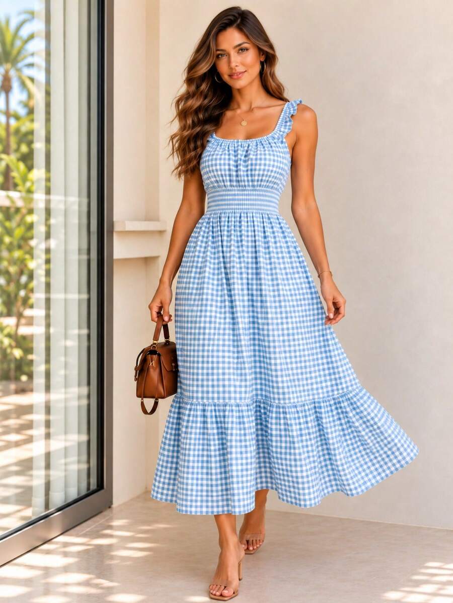 Vestido Midi Tomara que Caia com Saia em Camadas - La Lecce