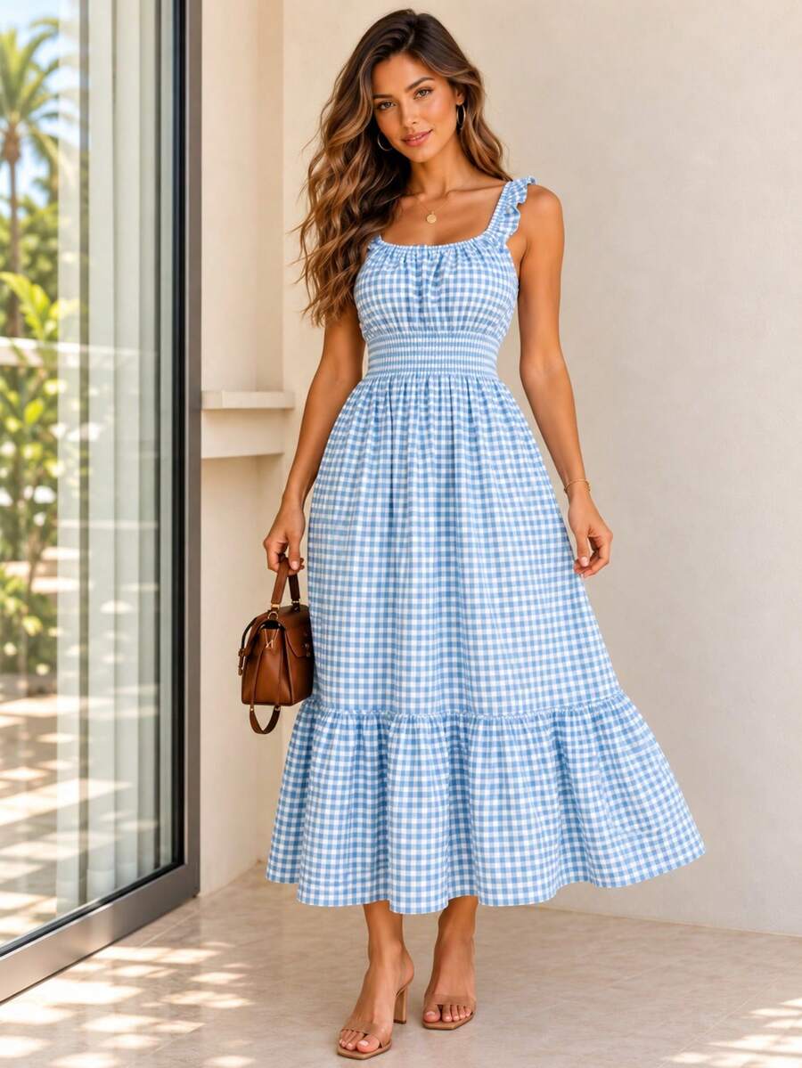 Vestido Midi Tomara que Caia com Saia em Camadas - La Lecce