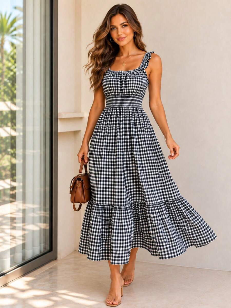 Vestido Midi Tomara que Caia com Saia em Camadas