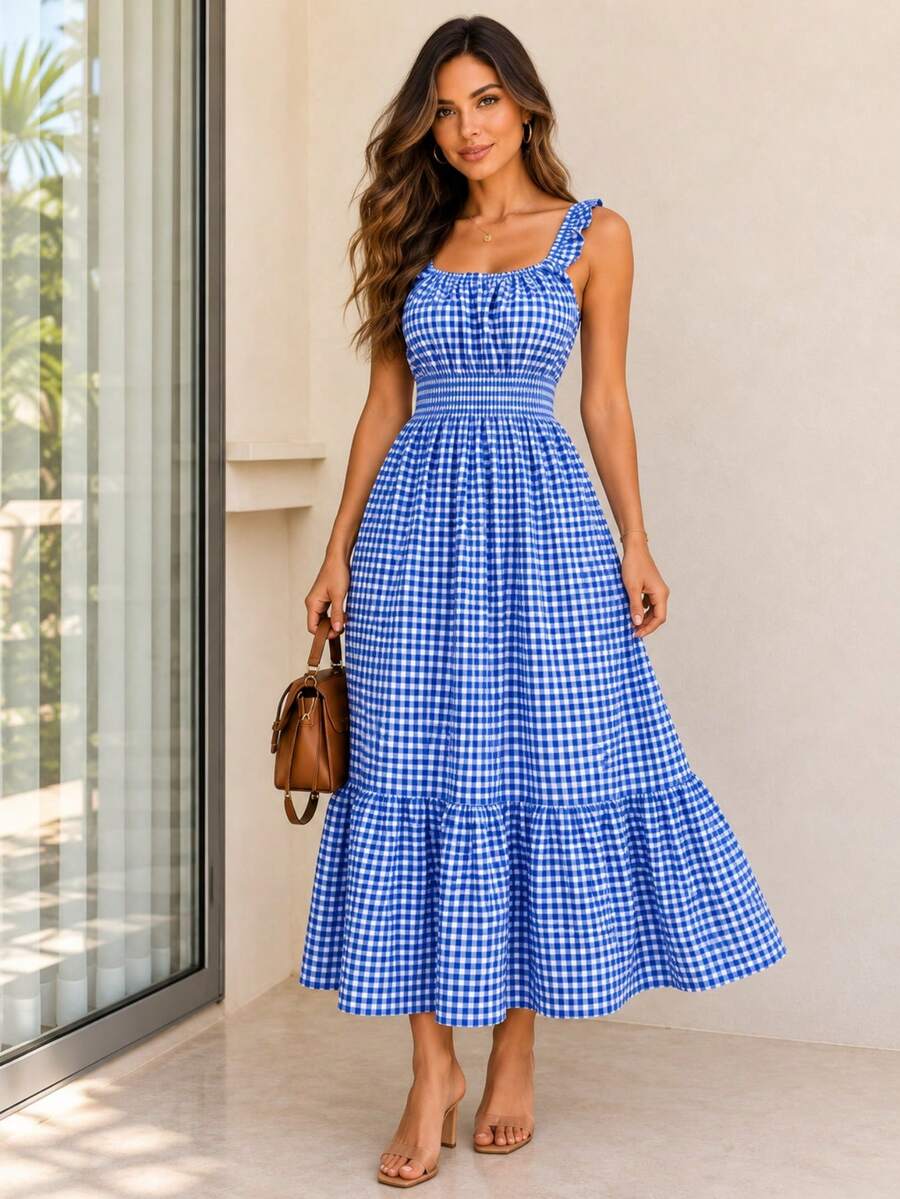 Vestido Midi Tomara que Caia com Saia em Camadas - La Lecce
