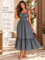 Vestido Midi Tomara que Caia com Saia em Camadas