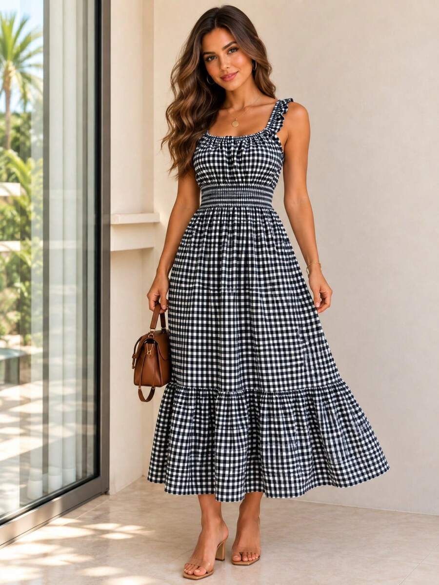 Vestido Midi Tomara que Caia com Saia em Camadas