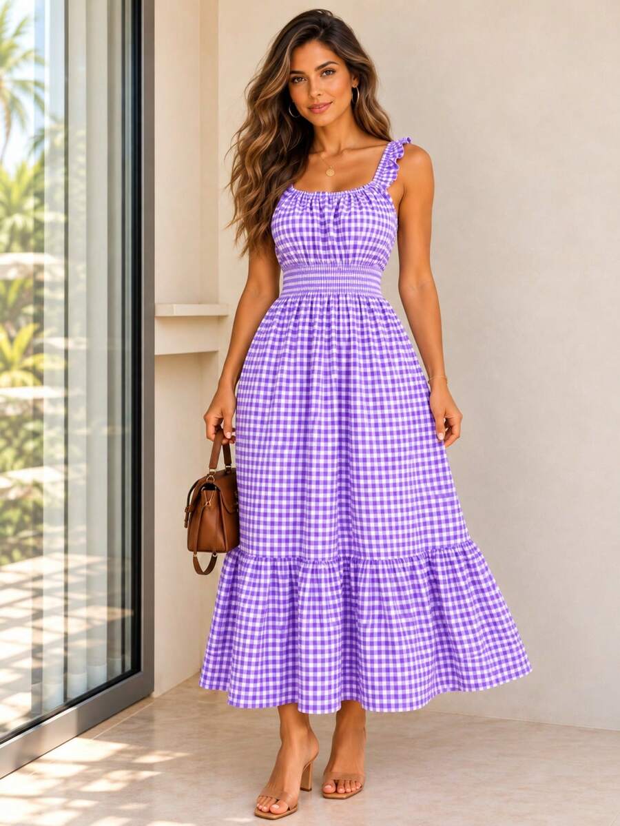 Vestido Midi Tomara que Caia com Saia em Camadas - La Lecce