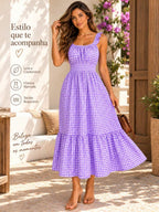 Vestido Midi Tomara que Caia com Saia em Camadas - La Lecce