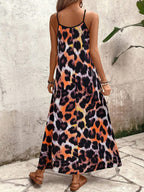 Vestido Longo Estampa de Leopardo com Costas Abertas - La Lecce
