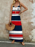 Vestido Longo de Malha com Estampa de Folhas de Coqueiro - La Lecce