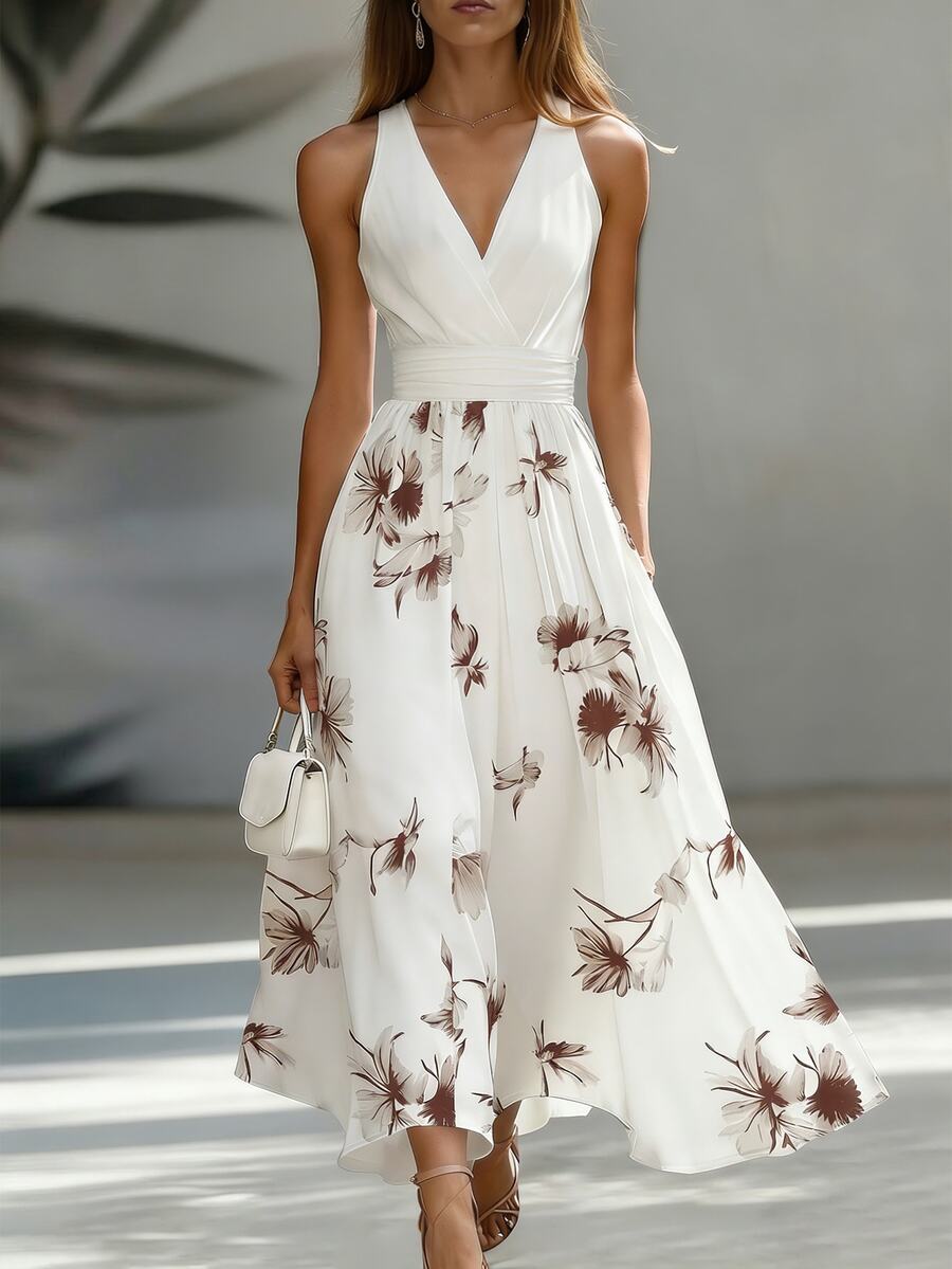 Vestido Longo Boho com Decote V e Estampa Patchwork - La Lecce