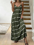 Vestido Longo de Malha com Estampa de Folhas de Coqueiro