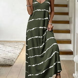 Vestido Longo de Malha com Estampa de Folhas de Coqueiro