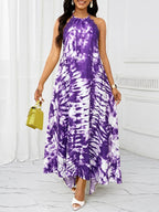 Vestido Maxi Frente Única com Laço e Bainha Assimétrica