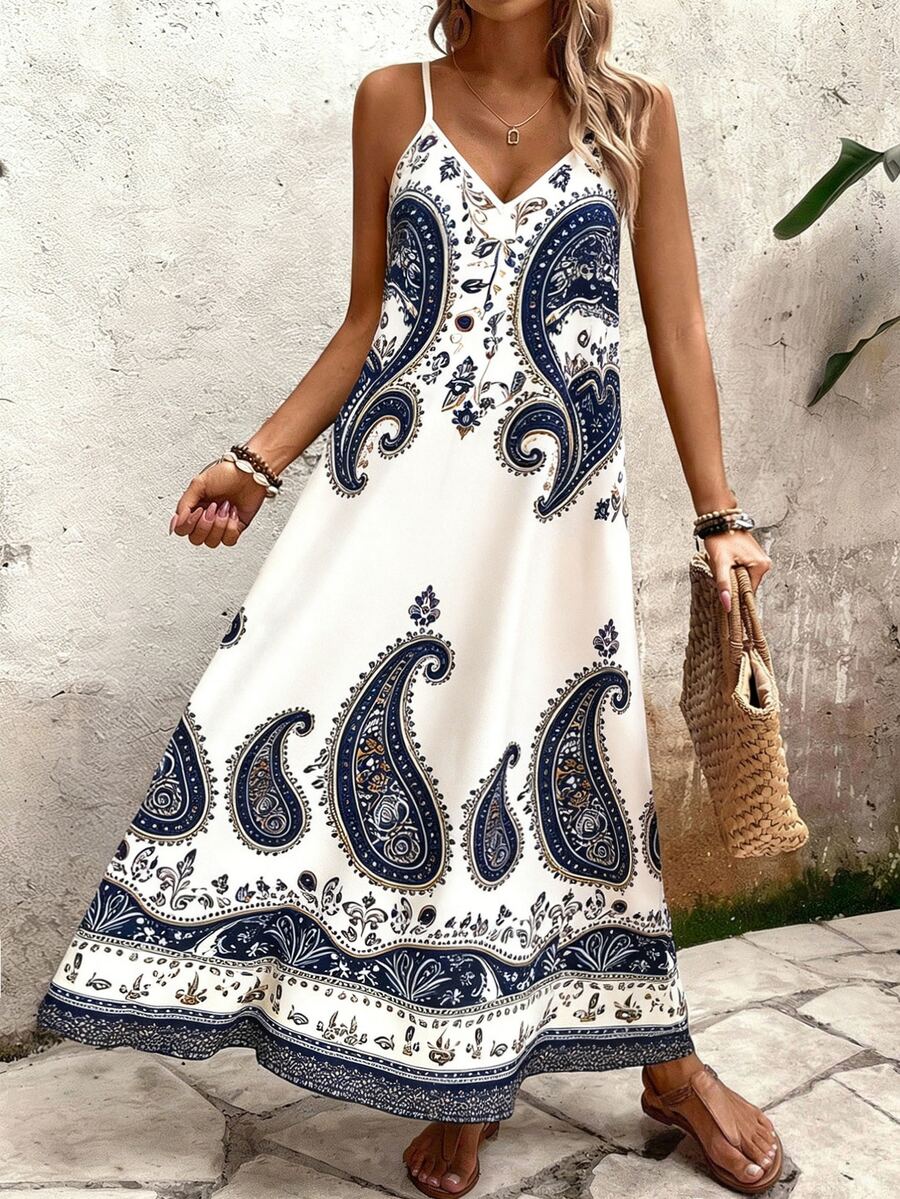 Vestido Longo Estampa de Onça com Alças Finas