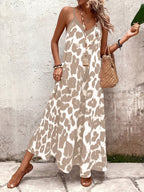 Vestido Longo Estampa de Leopardo com Costas Abertas - La Lecce