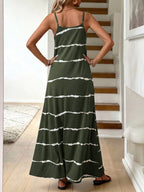 Vestido Longo de Malha com Estampa de Folhas de Coqueiro